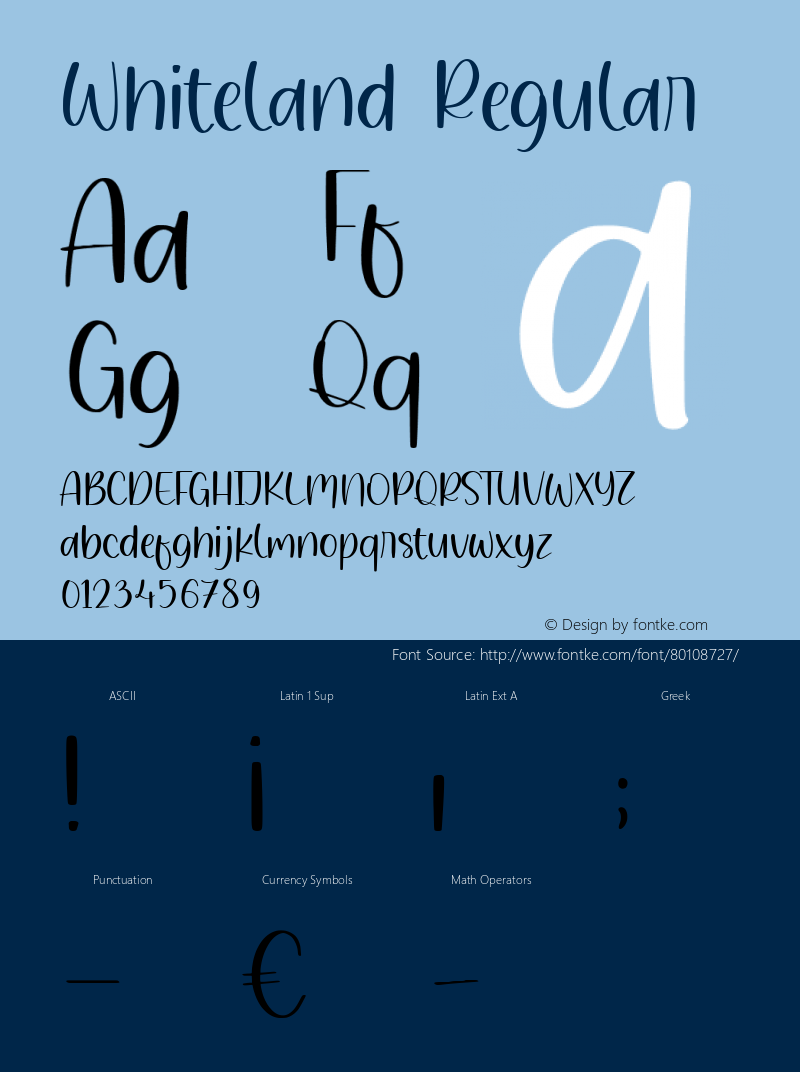 Whiteland Version 1.00;October 1, 2020;FontCreator 11.5.0.2430 64-bit Font Sample