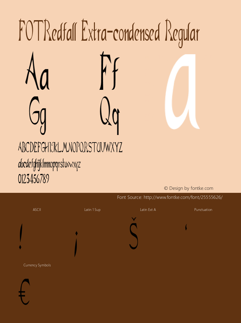 FOTRedfall-ExtracondensedRegular Version 1.000 Font Sample