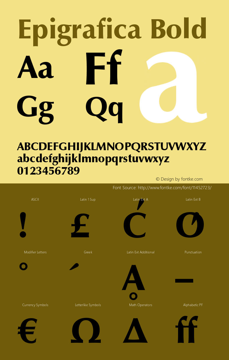 Epigrafica Bold Version 1.00 Font Sample