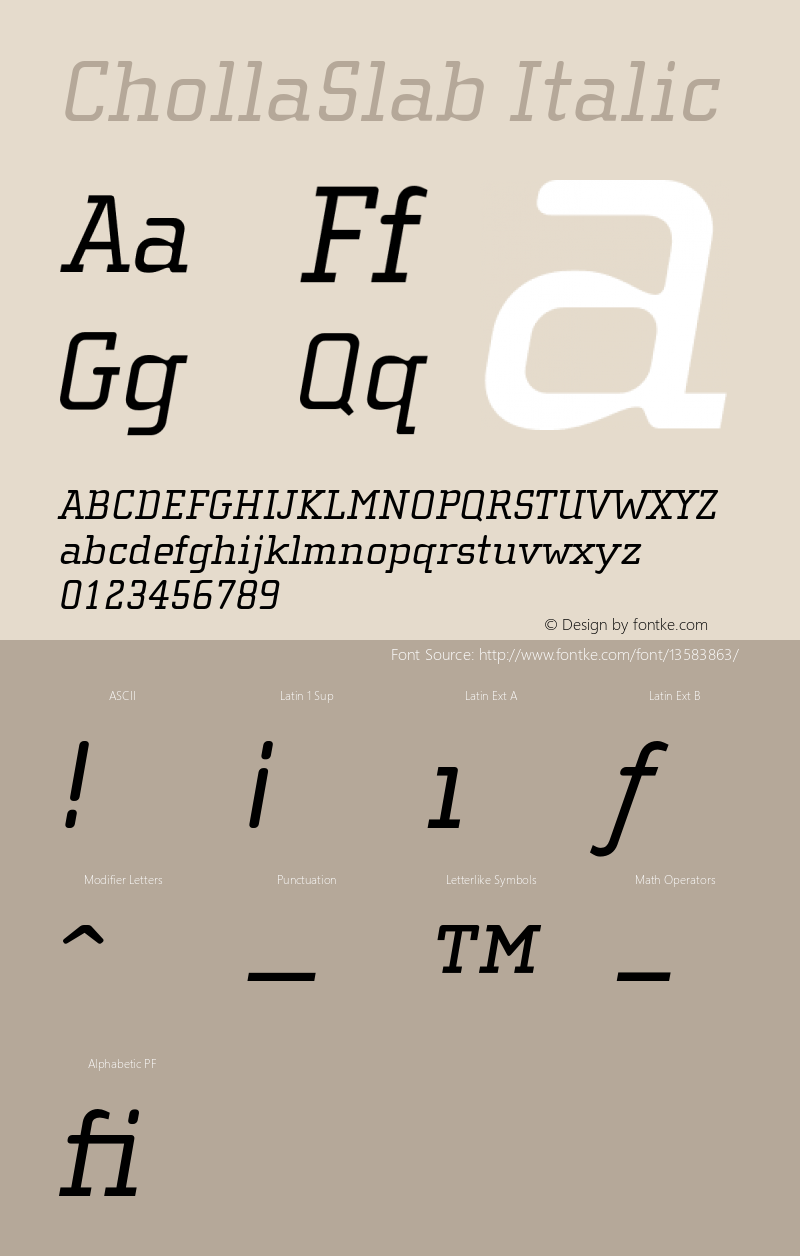 ChollaSlab Italic 001.000 Font Sample