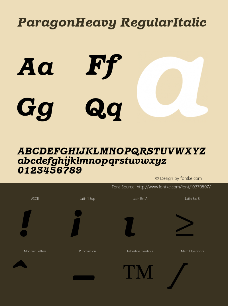 ParagonHeavy RegularItalic 1.0 Fri Nov 03 14:25:08 1995 Font Sample