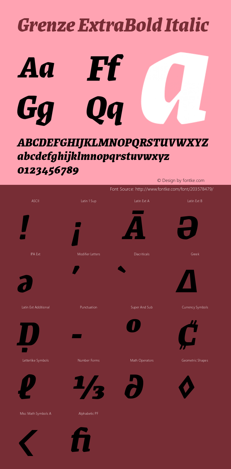 Grenze ExtraBold Italic Version 1.002; ttfautohint (v1.8)图片样张