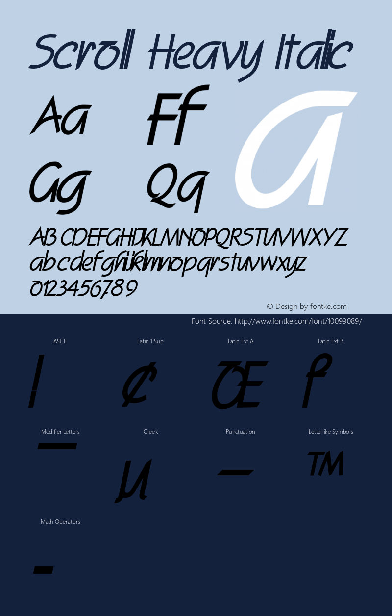 Scroll Heavy Italic Altsys Fontographer 4.1 2/1/95 Font Sample