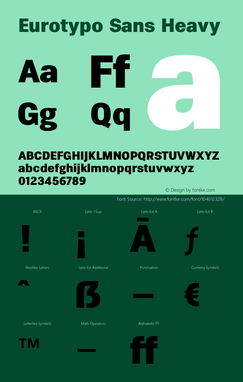 Eurotypo Sans Heavy 1.000 Font Sample