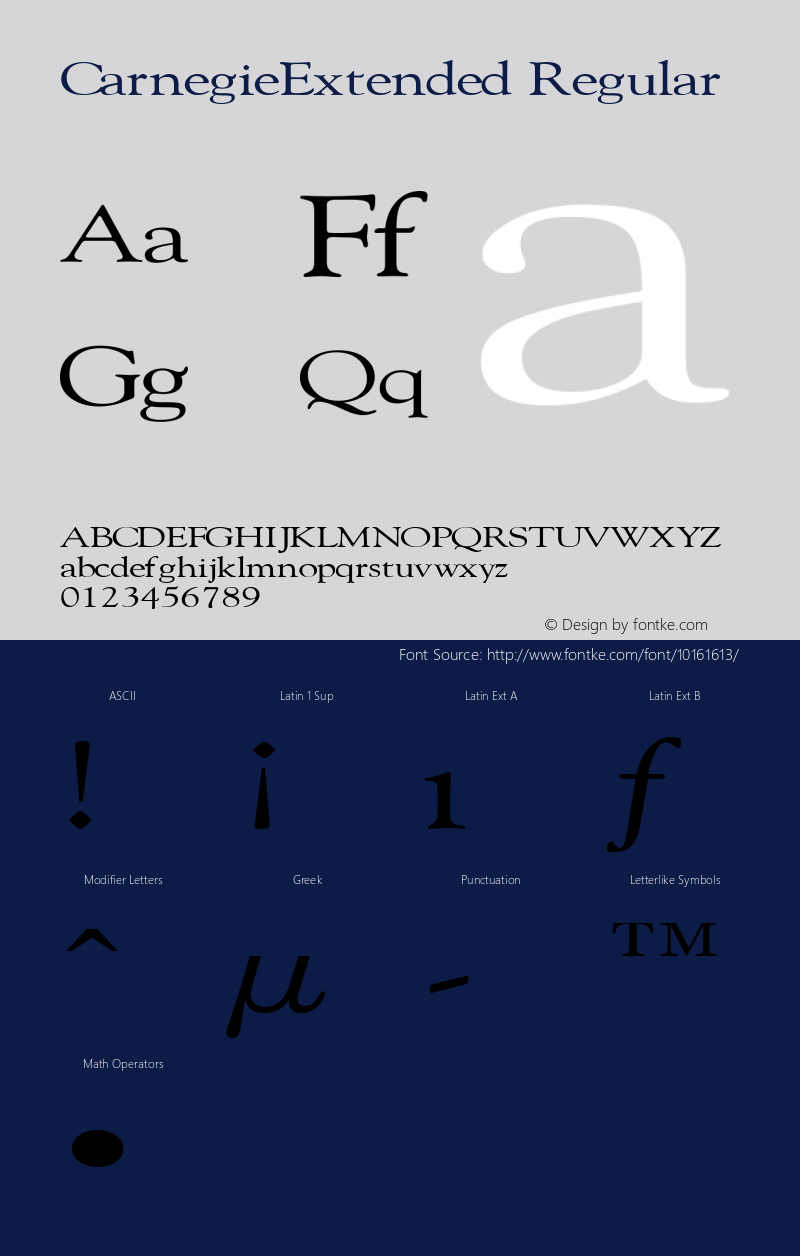 CarnegieExtended Regular Rev. 003.000 Font Sample