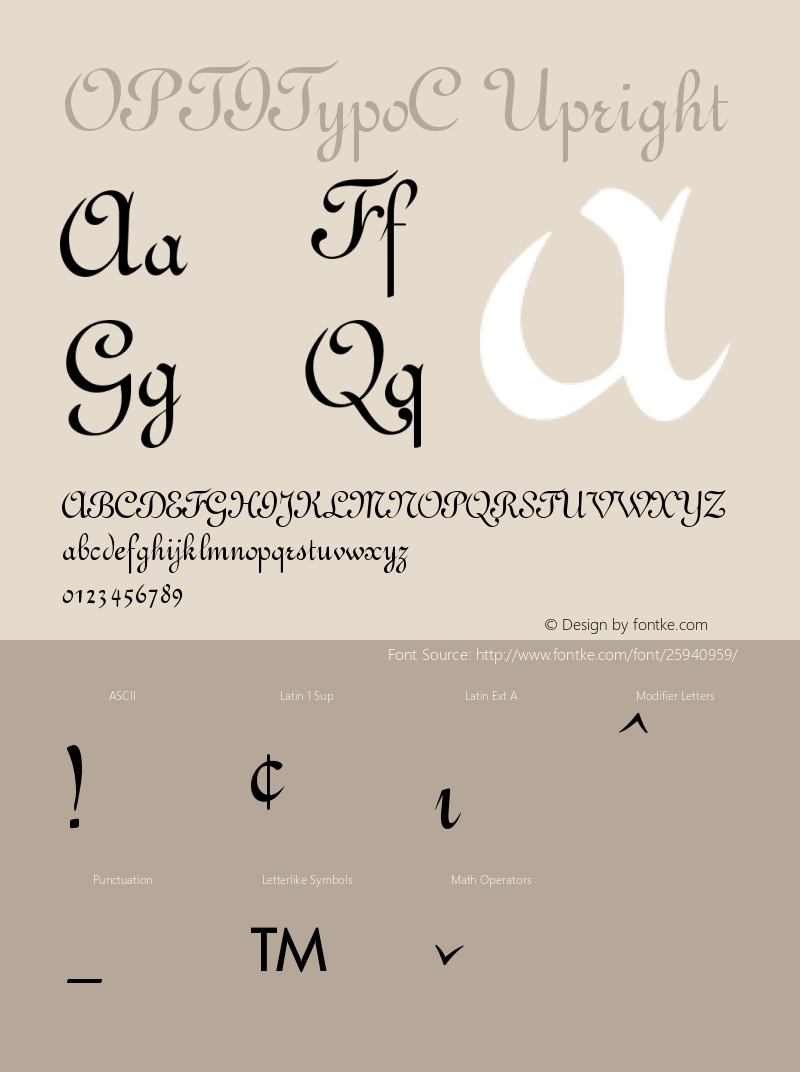 OPTITypoC-Upright Version 001.000 Font Sample