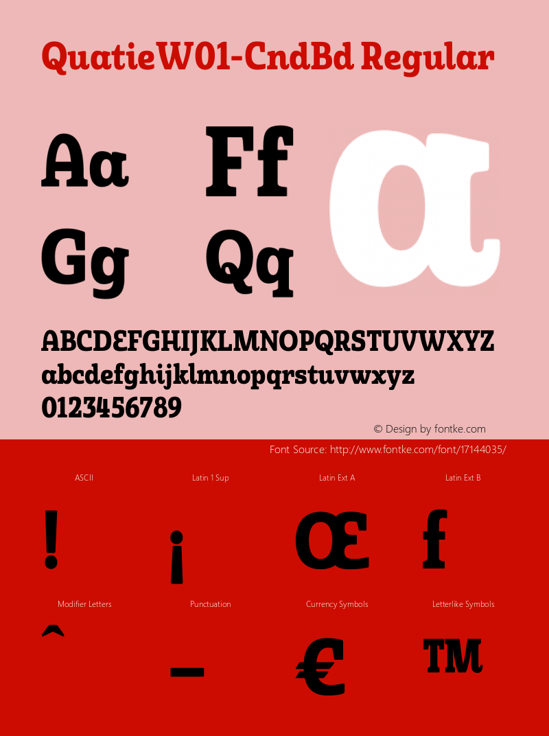 QuatieW01-CndBd Regular Version 1.00 Font Sample