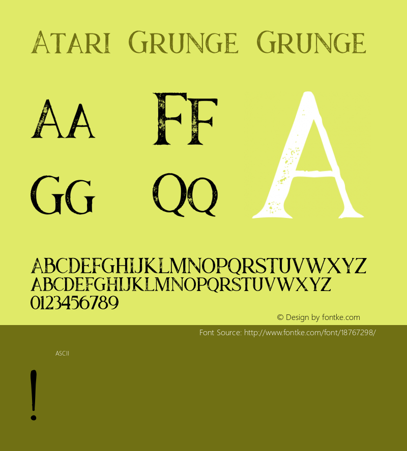 Atari Grunge Grunge Version 1.000 Font Sample