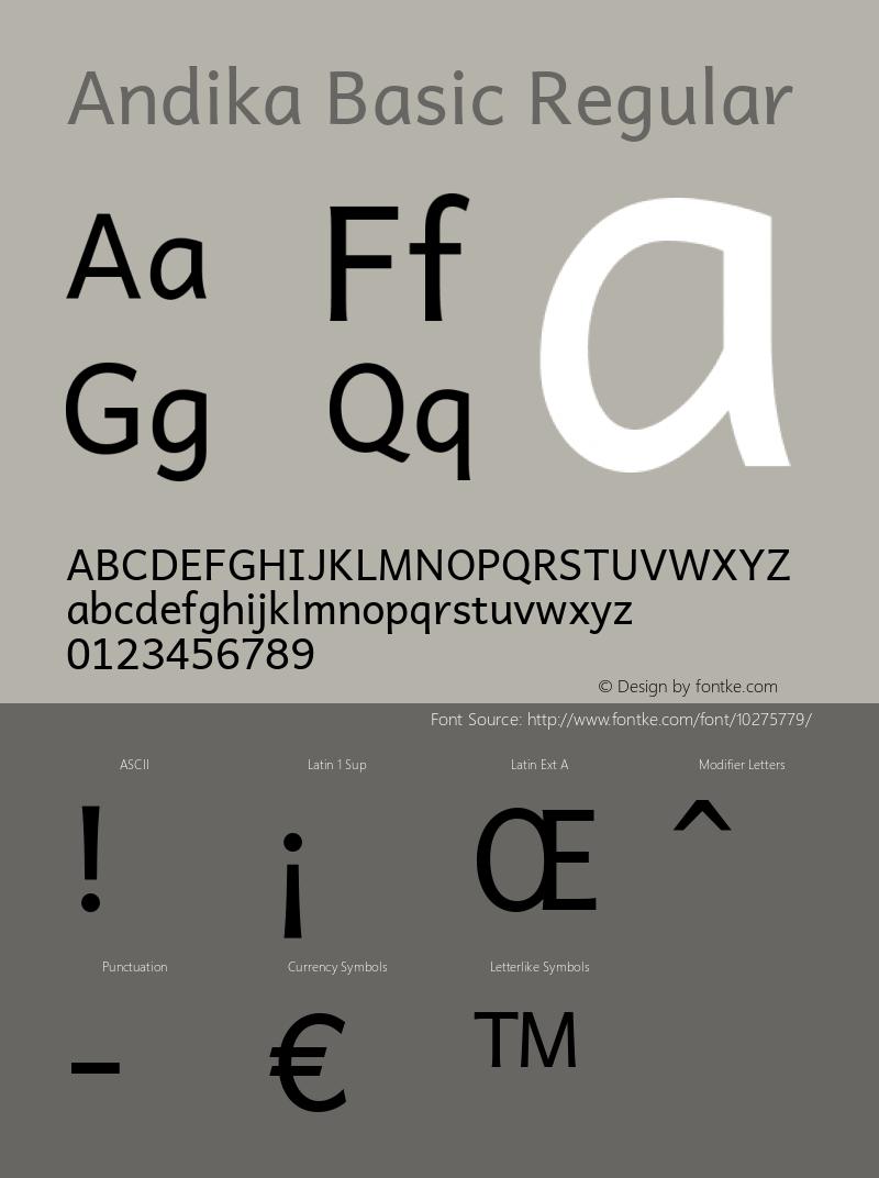 Andika Basic Regular Version 1.000 Font Sample