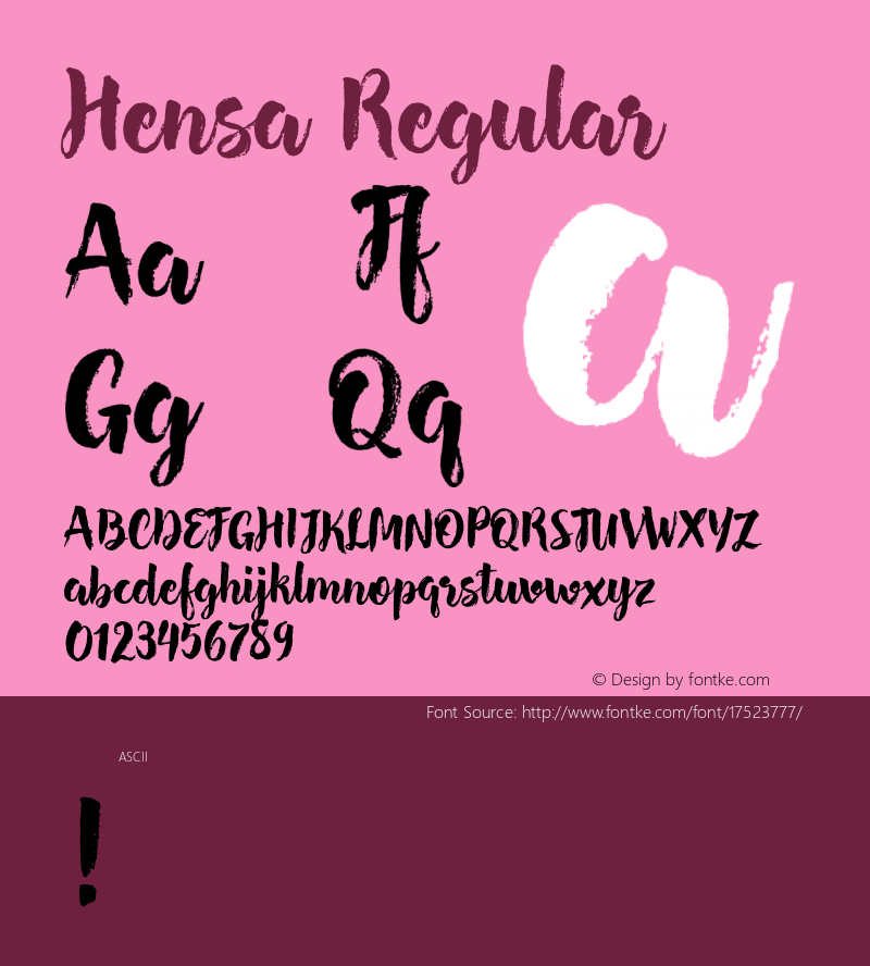 Hensa Regular Version 1.000;PS 001.000;hotconv 1.0.88;makeotf.lib2.5.64775 Font Sample