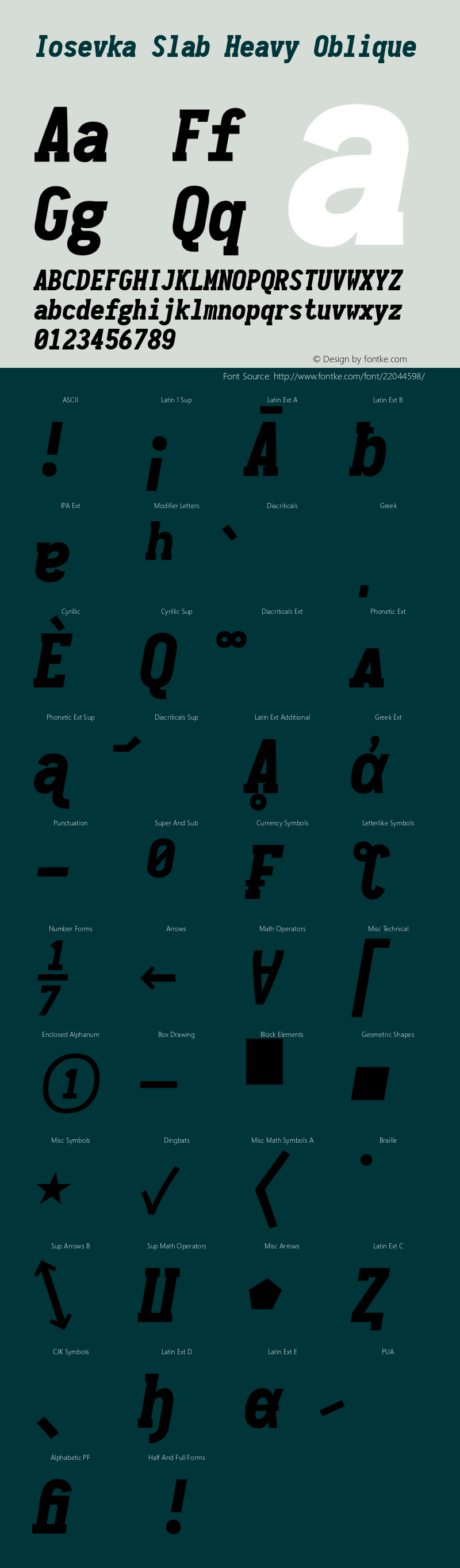 Iosevka Term Slab Heavy Oblique 1.13.0; ttfautohint (v1.6) Font Sample