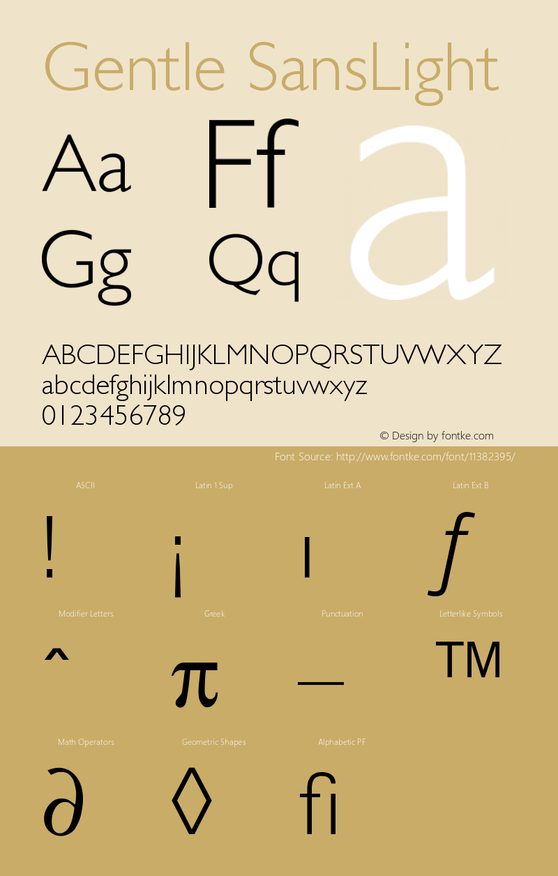 Gentle SansLight Version 001.000 Font Sample