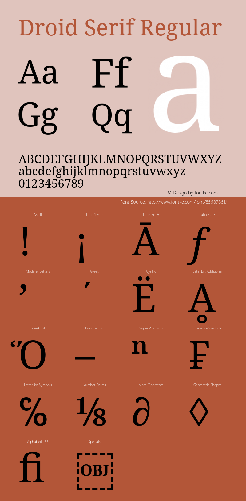 Droid Serif Version 1.00 build 107 Font Sample