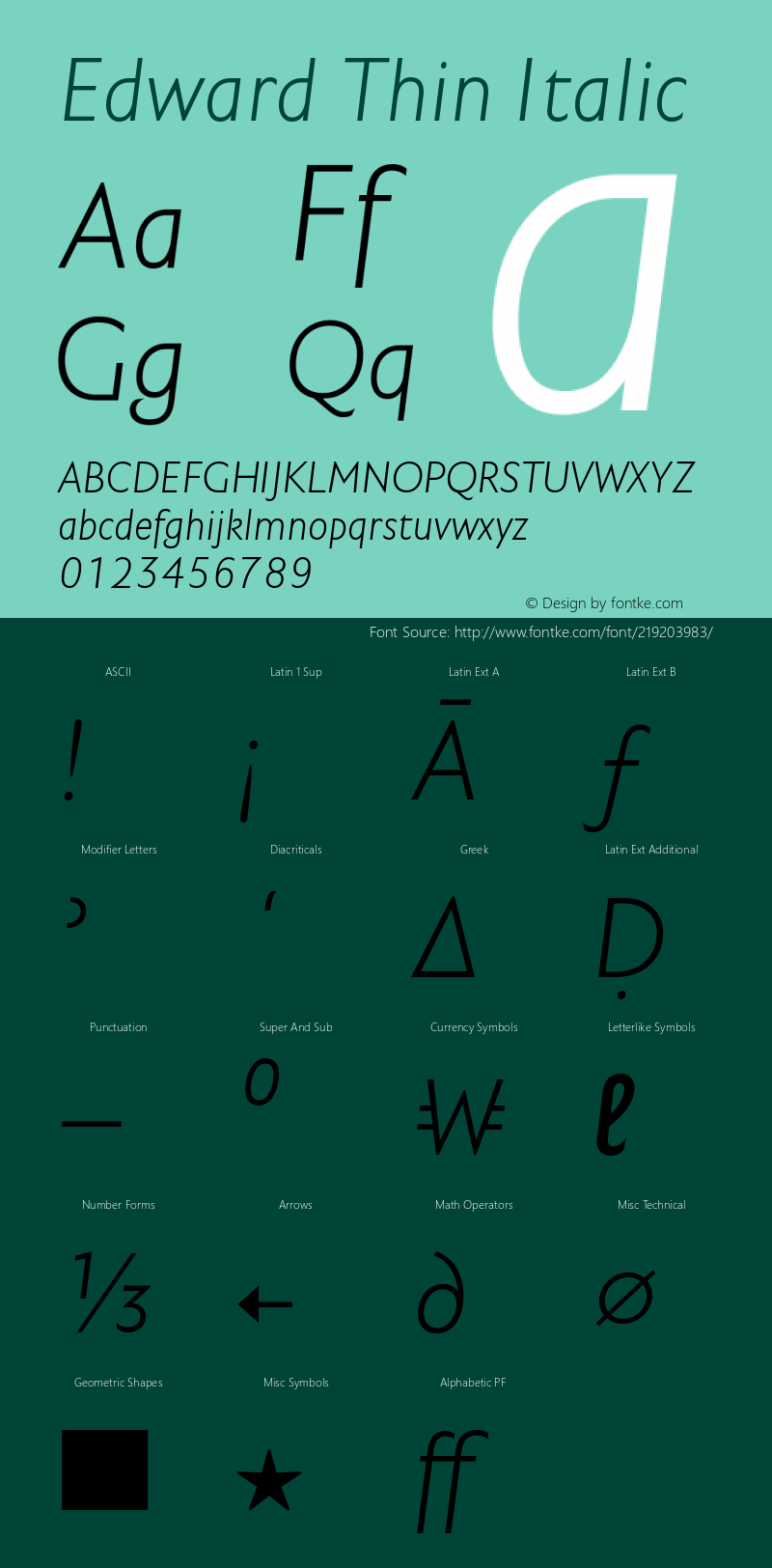 Edward Thin Italic Version 4.001图片样张