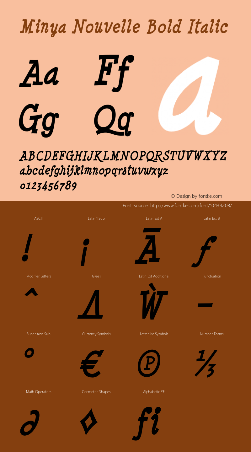 Minya Nouvelle Bold Italic Version 4.000 Font Sample