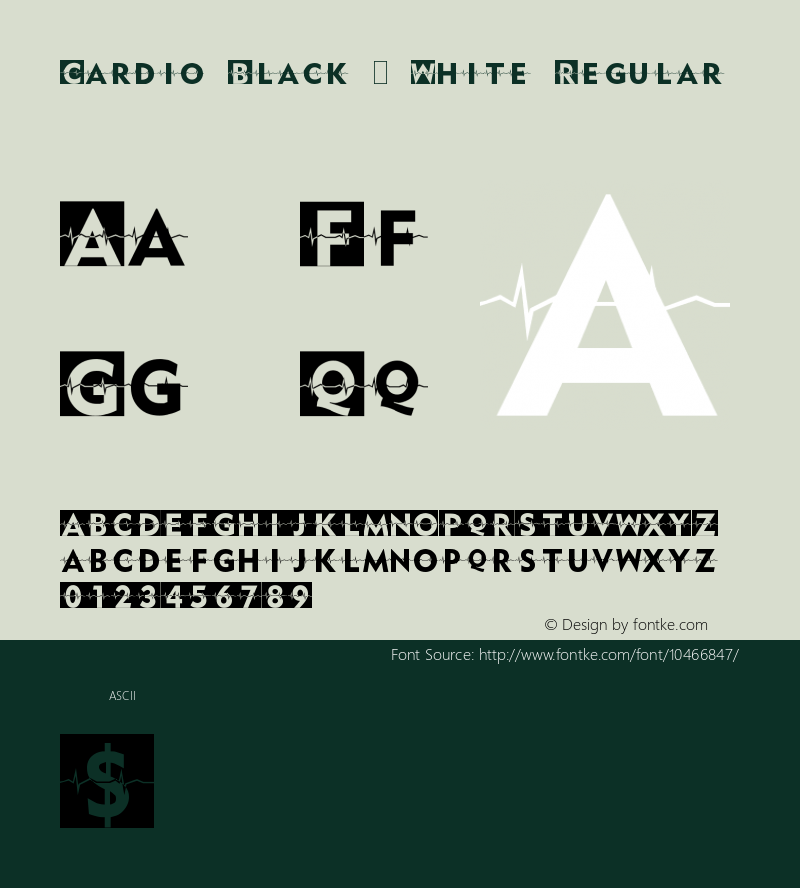 Cardio Black & White Regular Version 1.00 January 17, 2010, initial release Font Sample