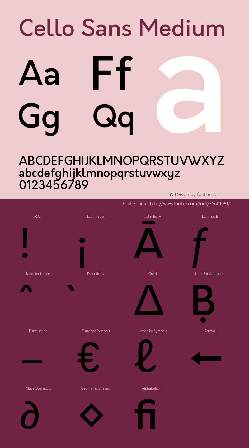 Cello Sans Medium 1.0; ttfautohint (v1.6) Font Sample