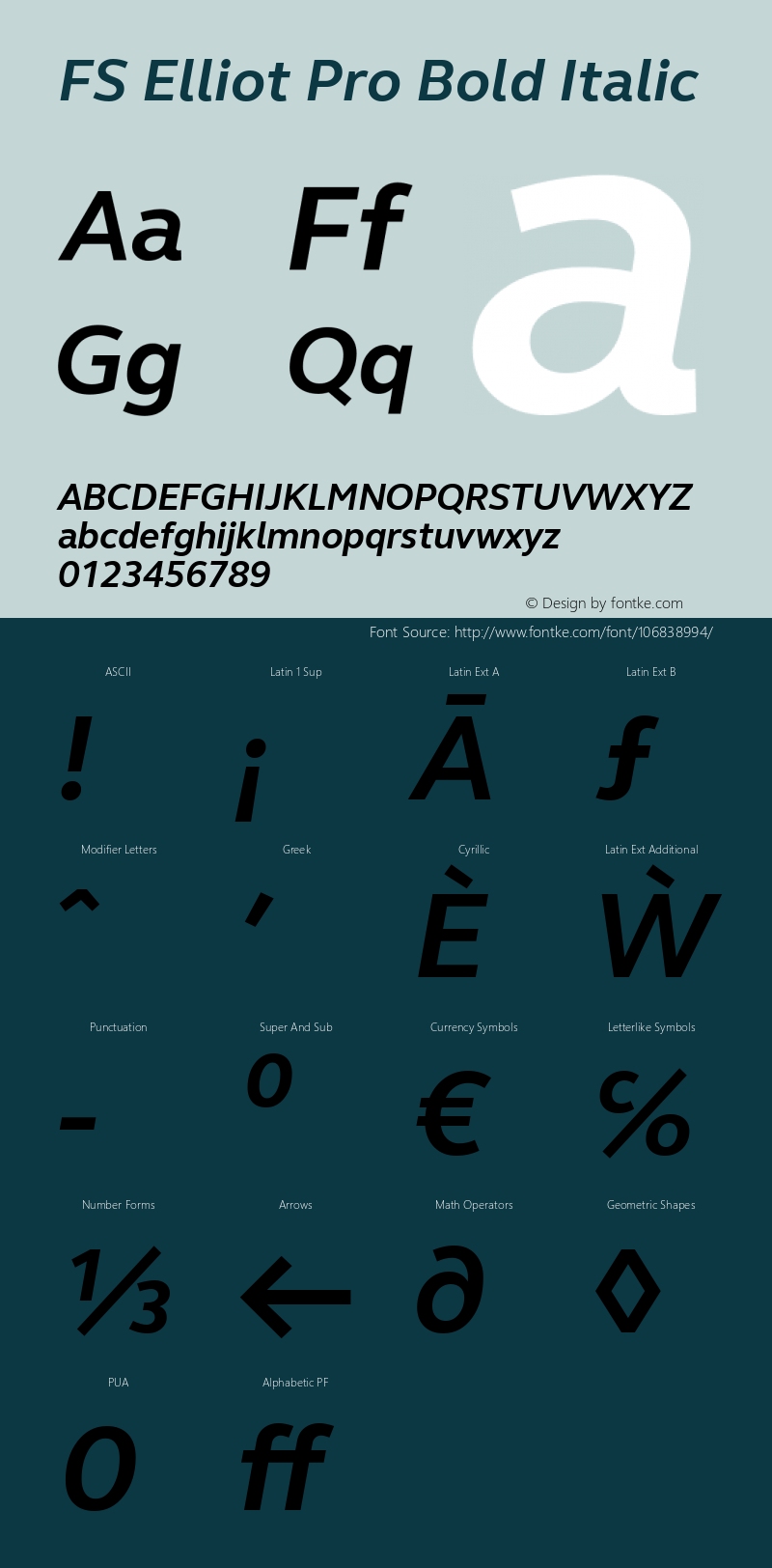 FS Elliot Pro Bold Italic 6.01 Font Sample