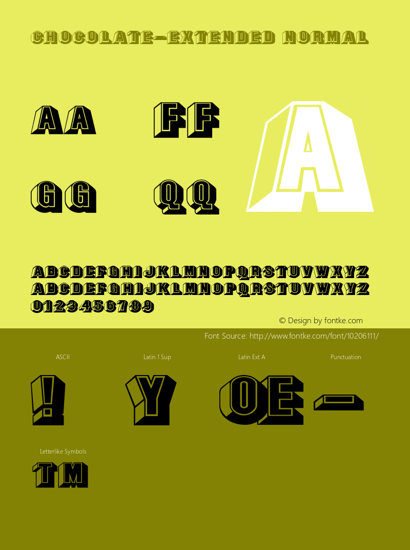 Chocolate-Extended Normal Macromedia Fontographer 4.1 9/25/96 Font Sample