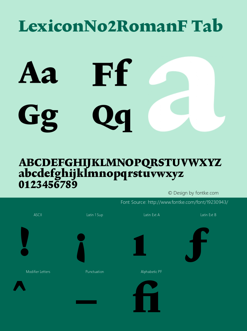 LexiconNo2RomanF-Tab Version 001.000 Font Sample