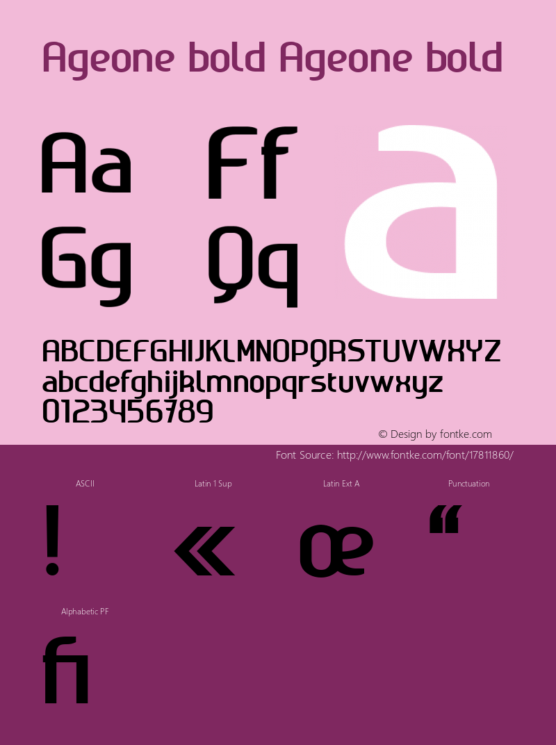 Ageone bold Ageone bold Version 1.0 Font Sample