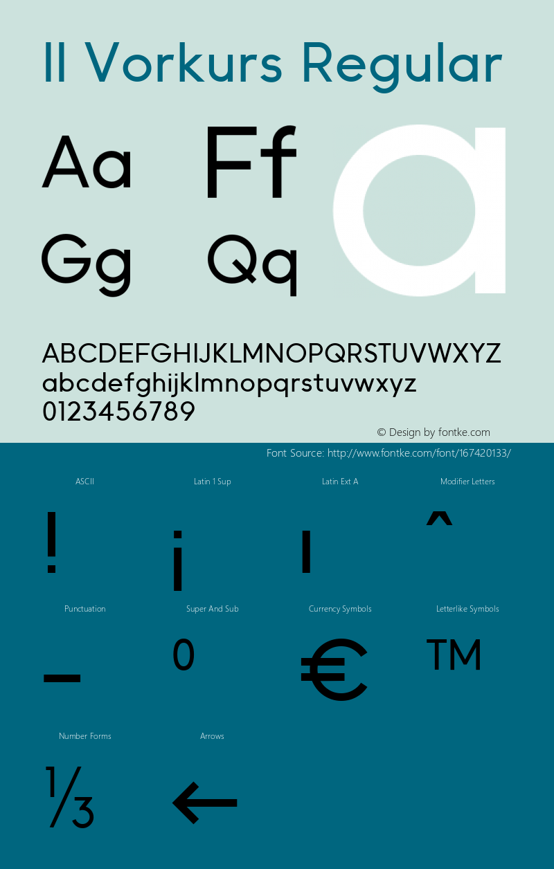 II Vorkurs Medium Version 1.034 Font Sample