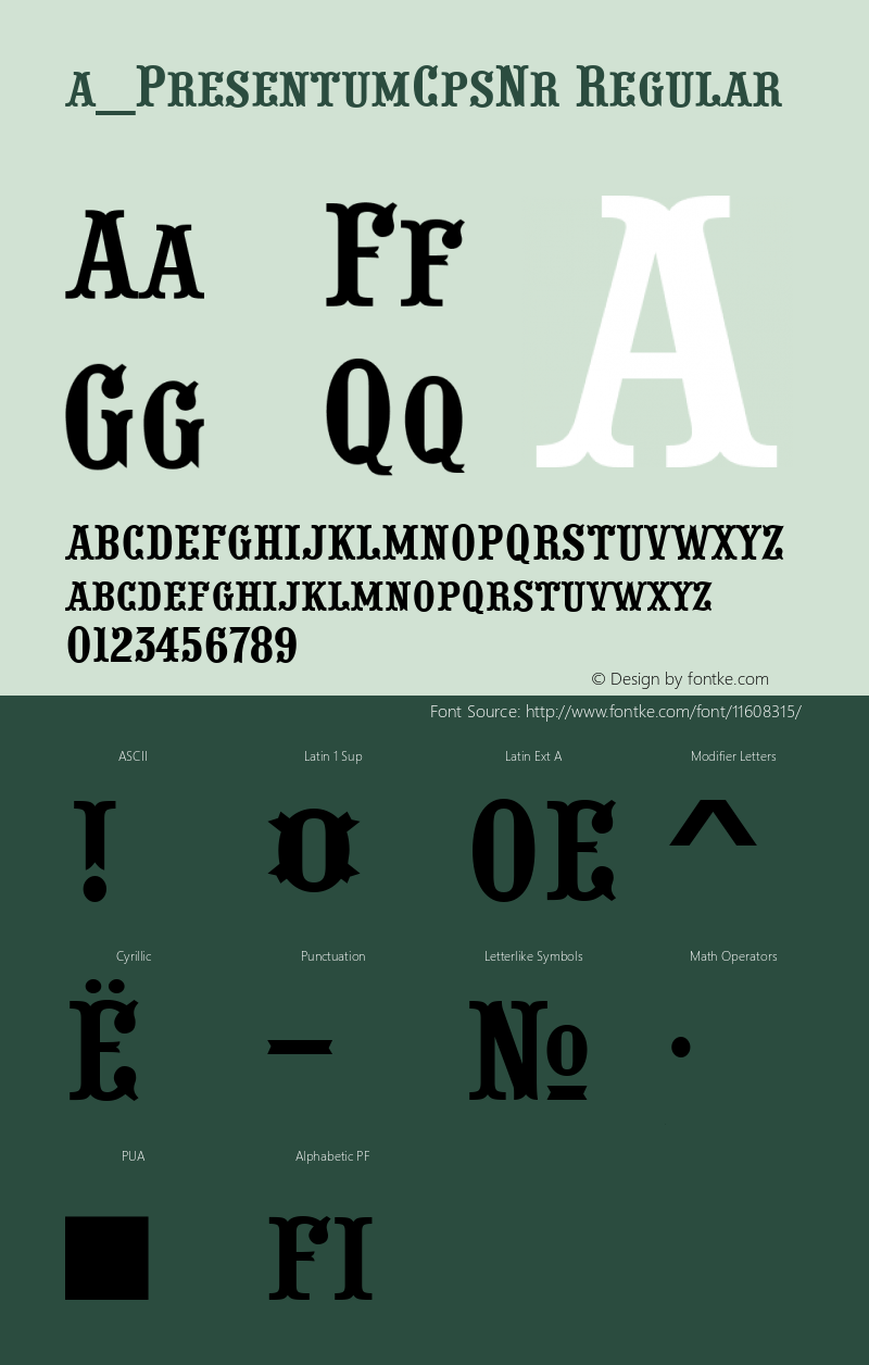 a_PresentumCpsNr Regular 001.002 Font Sample