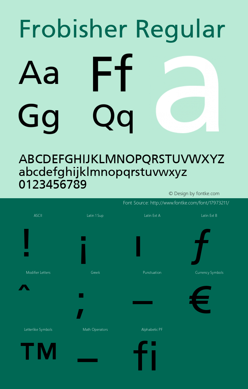 Frobisher Regular Version 2.00; 2008; Font Sample