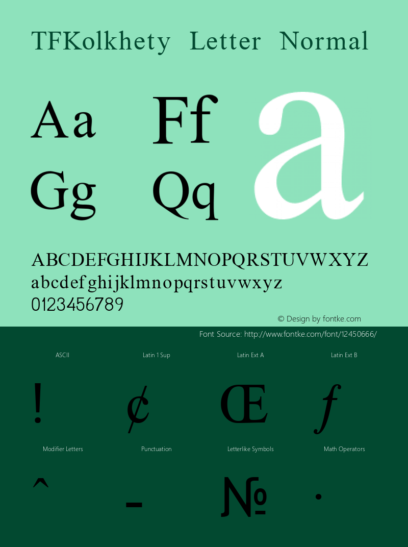 TFKolkhety Letter Normal Macromedia Fontographer 4.1 3/17/97 Font Sample