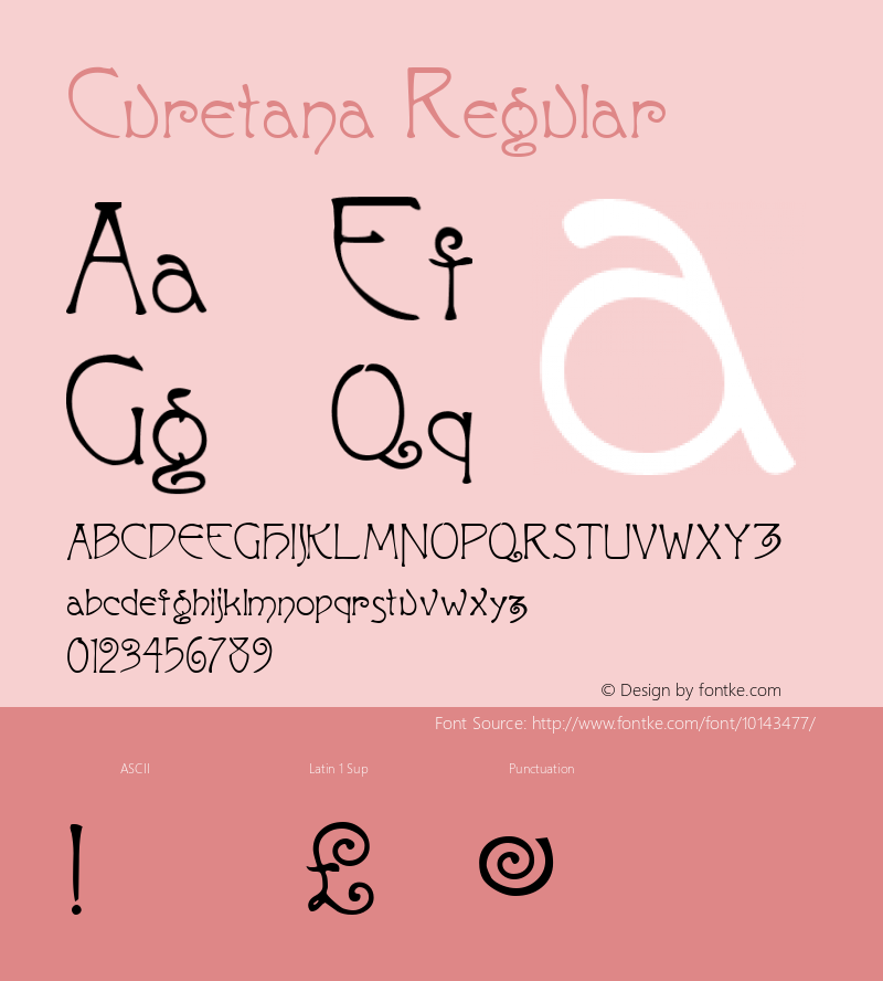 Curetana Regular Altsys Fontographer 4.0.3 3/26/96 Font Sample