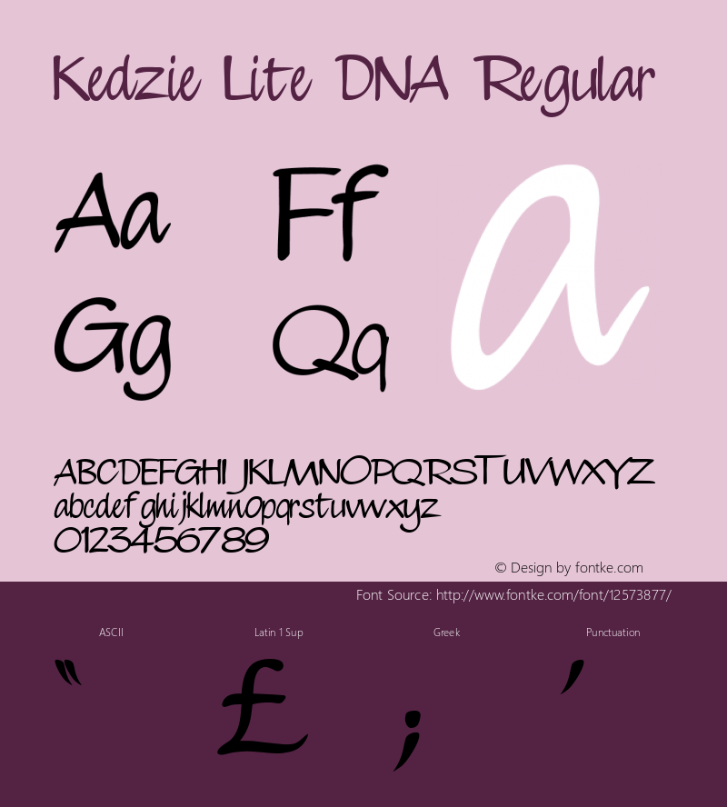 Kedzie Lite DNA Regular 001.000 Font Sample