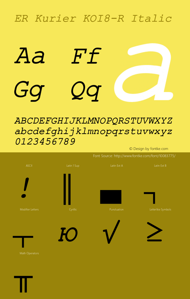 ER Kurier KOI8-R Italic 5.0 from Ache Font Sample