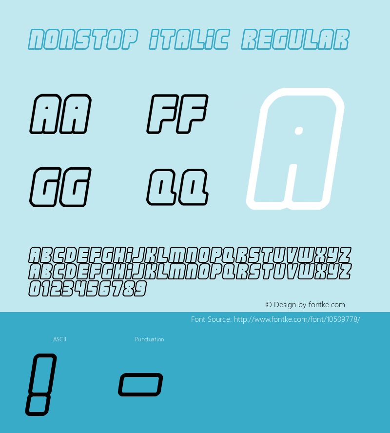Nonstop italic Regular 2 Font Sample