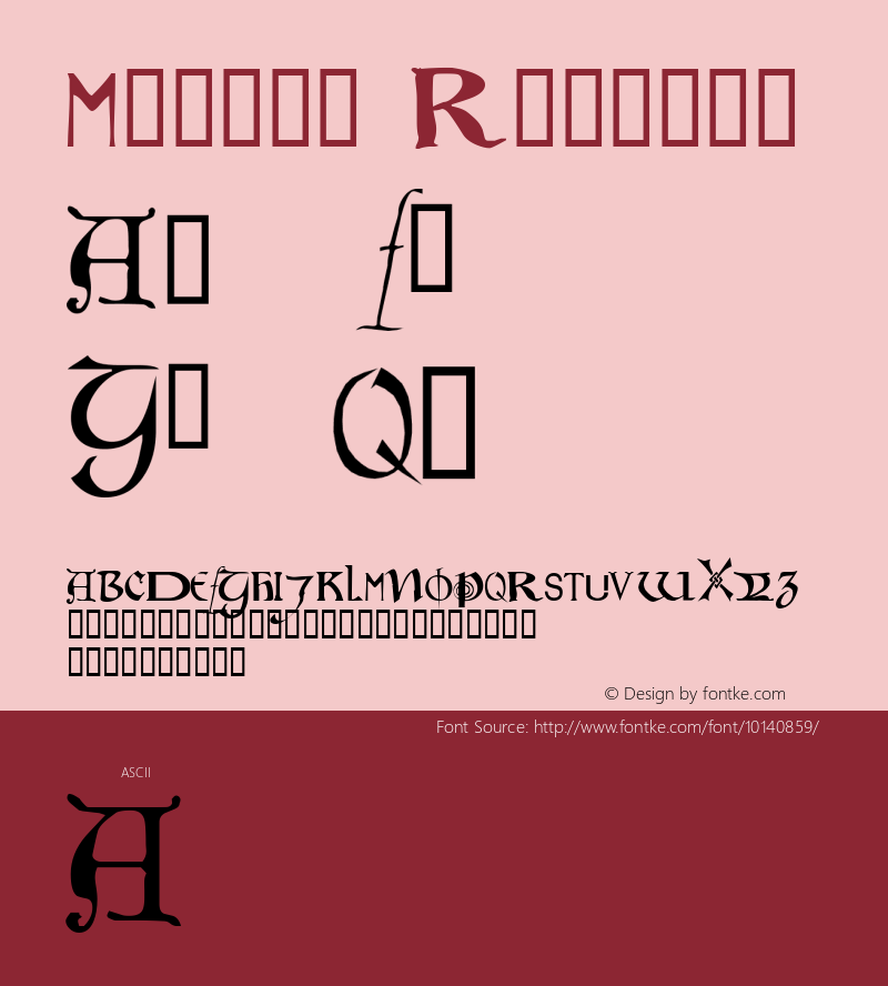 Motley Regular Macromedia Fontographer 4.1 26/04/2005 Font Sample