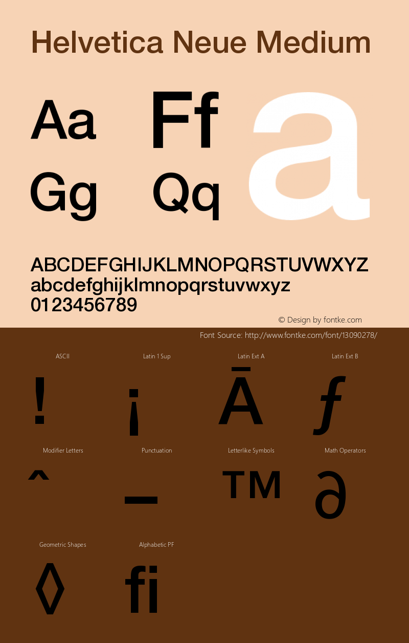 Helvetica Neue Medium Version 001.000 Font Sample