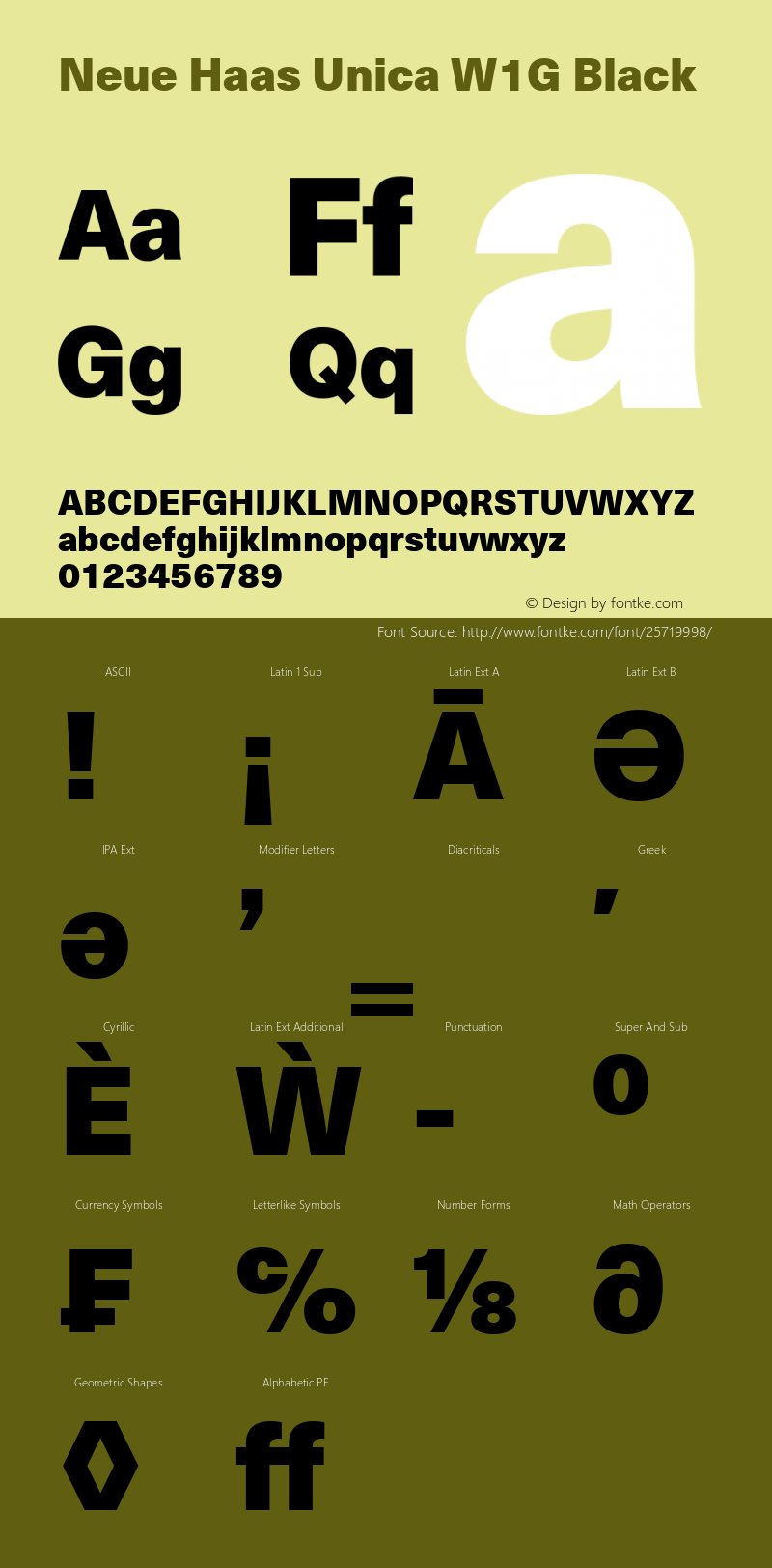 Neue Haas Unica W1G Black Version 1.1 Font Sample