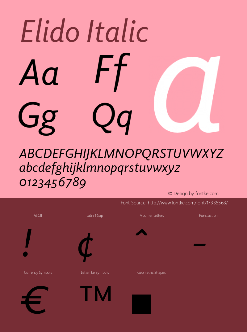 Elido Italic Version 2.000 Font Sample