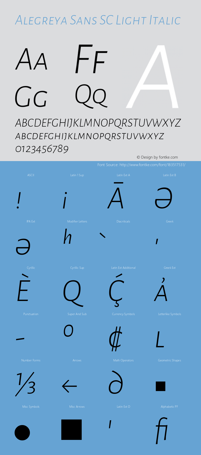 Alegreya Sans SC Light Italic Version 2.001;PS 002.001;hotconv 1.0.88;makeotf.lib2.5.64775图片样张