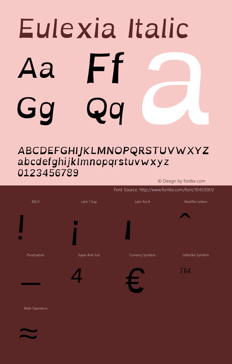 Eulexia Italic Version 1.000 Font Sample