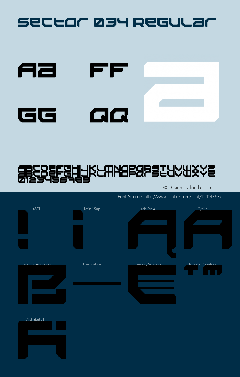 Sector 034 Regular Version 1.0 Font Sample