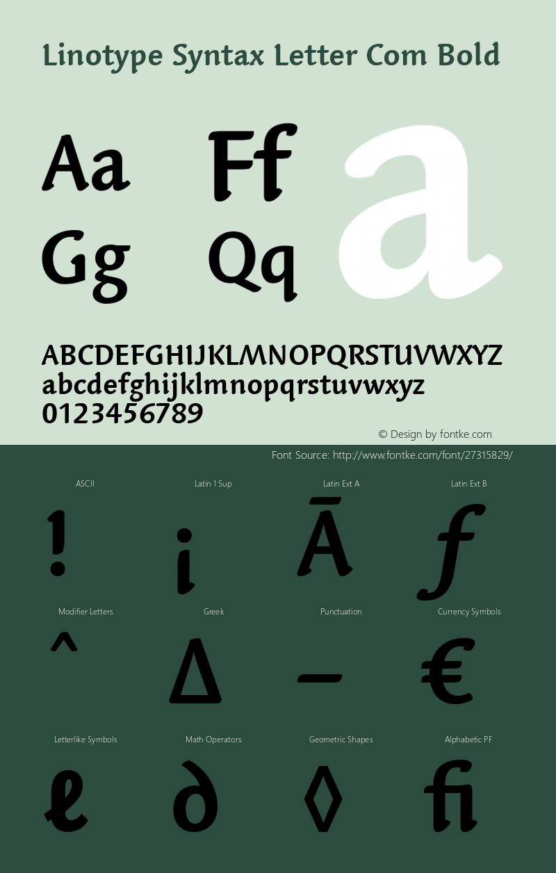 Linotype Syntax Letter Com Bold Version 1.01 Font Sample