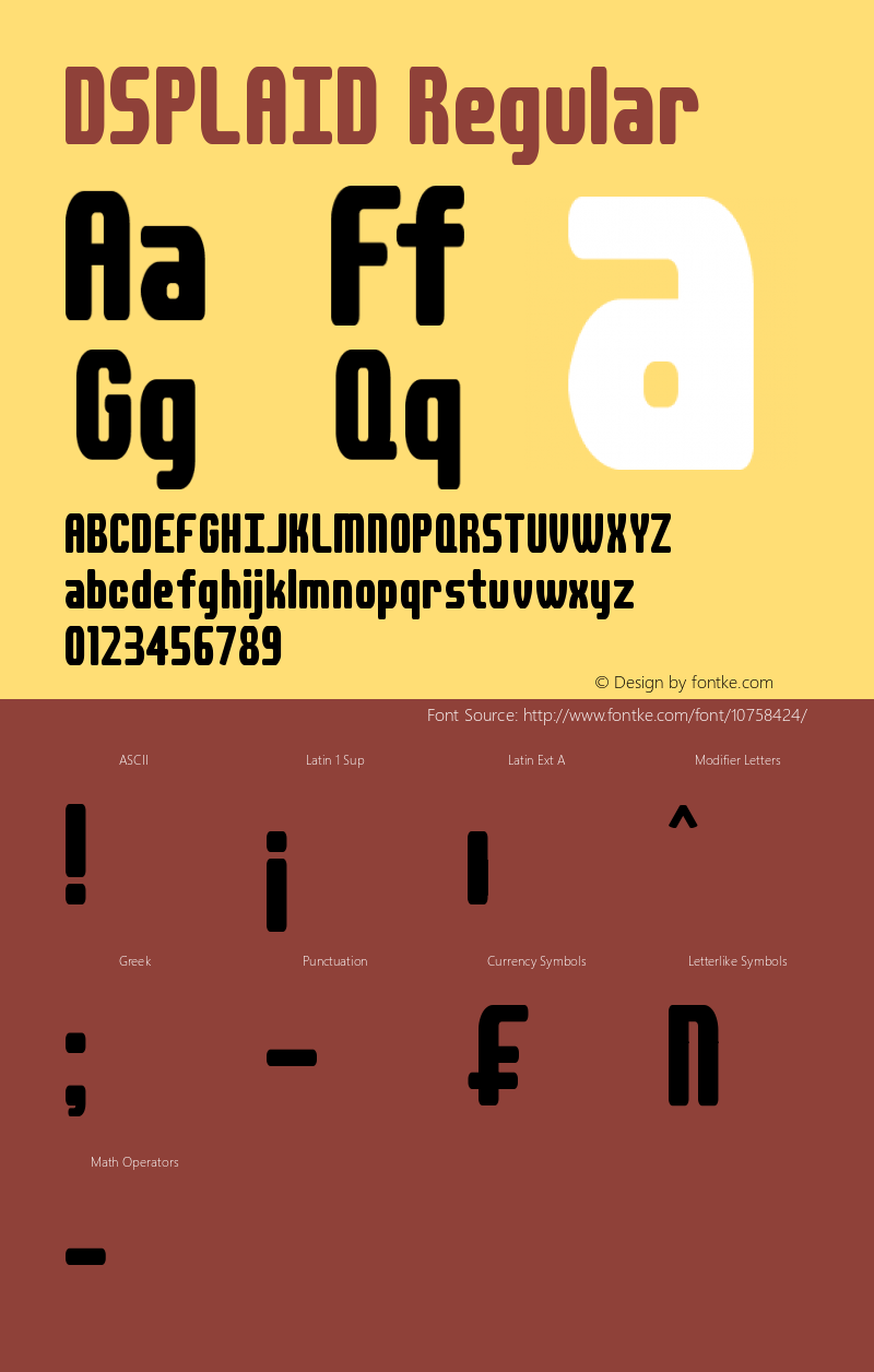 DSPLAID Regular Version 1.00 July 10, 2015, initial release Font Sample