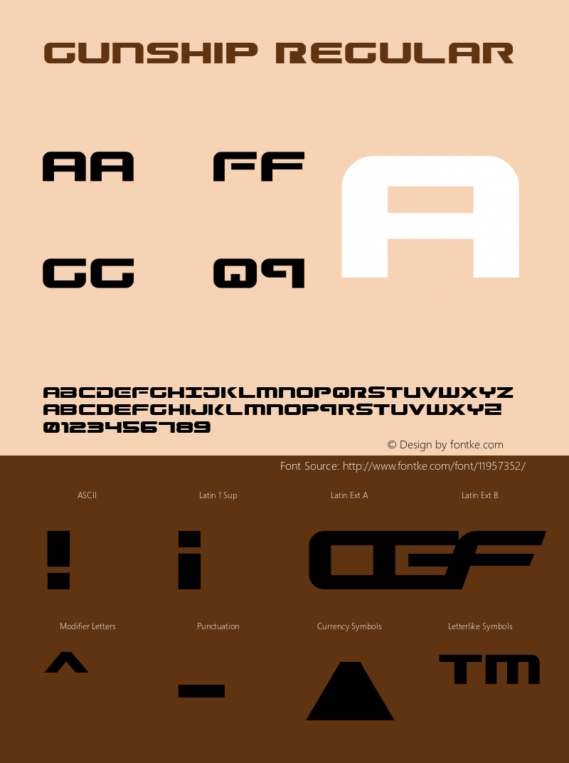 Gunship Regular 004.000 Font Sample