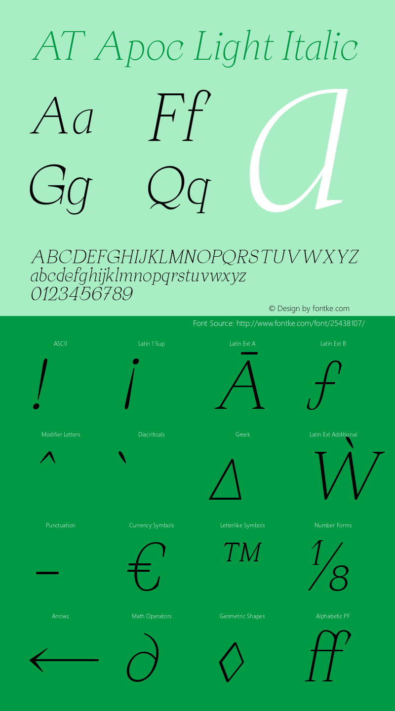 AT Apoc Light Italic Version 1.000 | wf-rip Font Sample