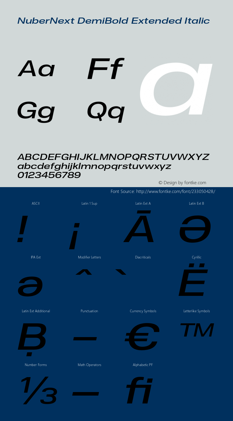 NuberNext DemiBold Extended Italic Version 001.002 February 2020图片样张