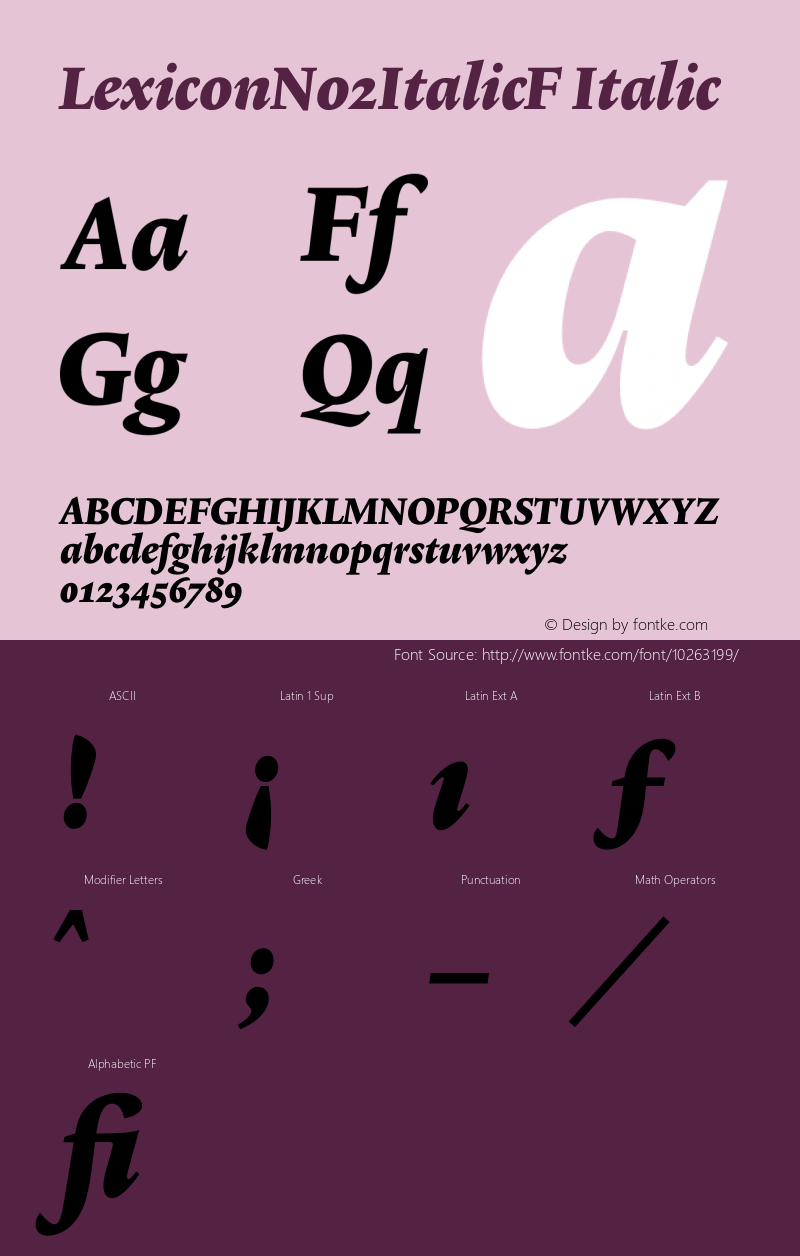 LexiconNo2ItalicF Italic 001.000 Font Sample