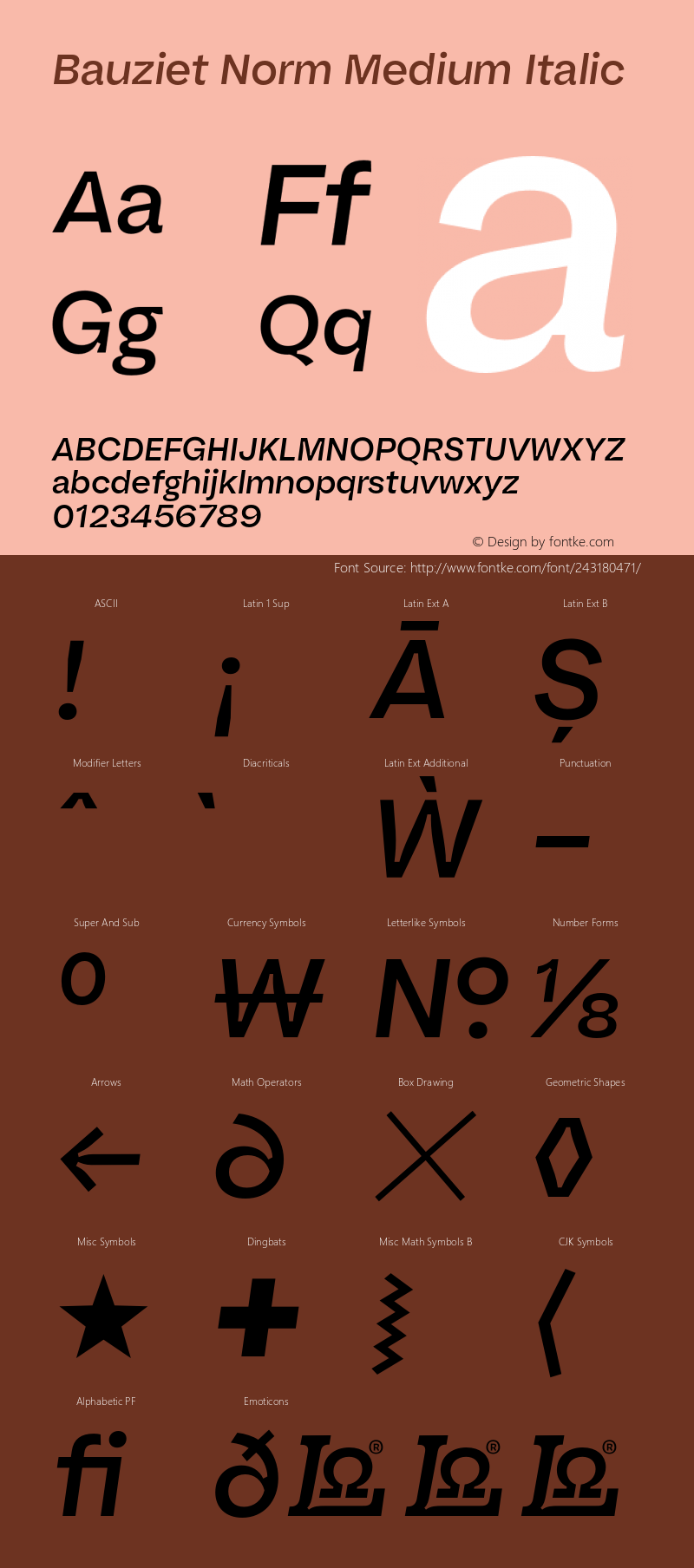 Bauziet Norm Medium Italic Version 1.000;hotconv 1.0.109;makeotfexe 2.5.65596图片样张