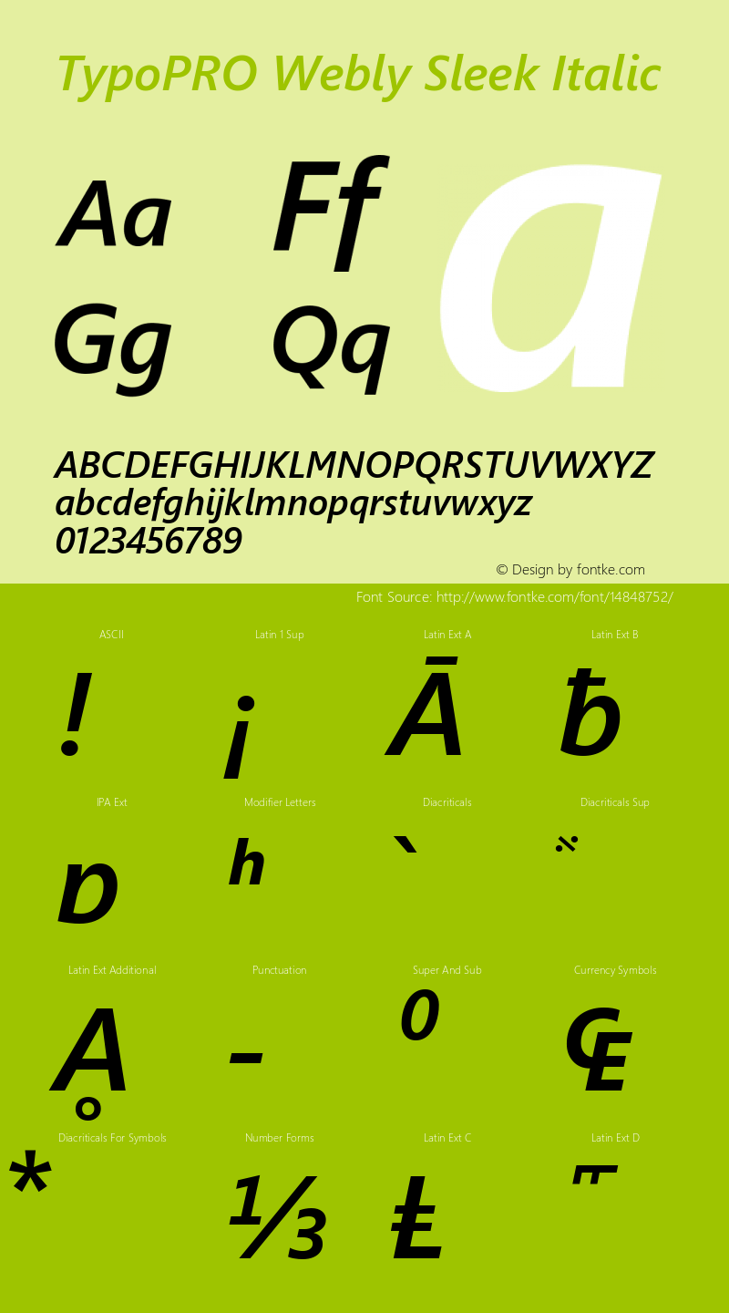 TypoPRO Webly Sleek Italic Version 0.10 January 23, 2013 Font Sample
