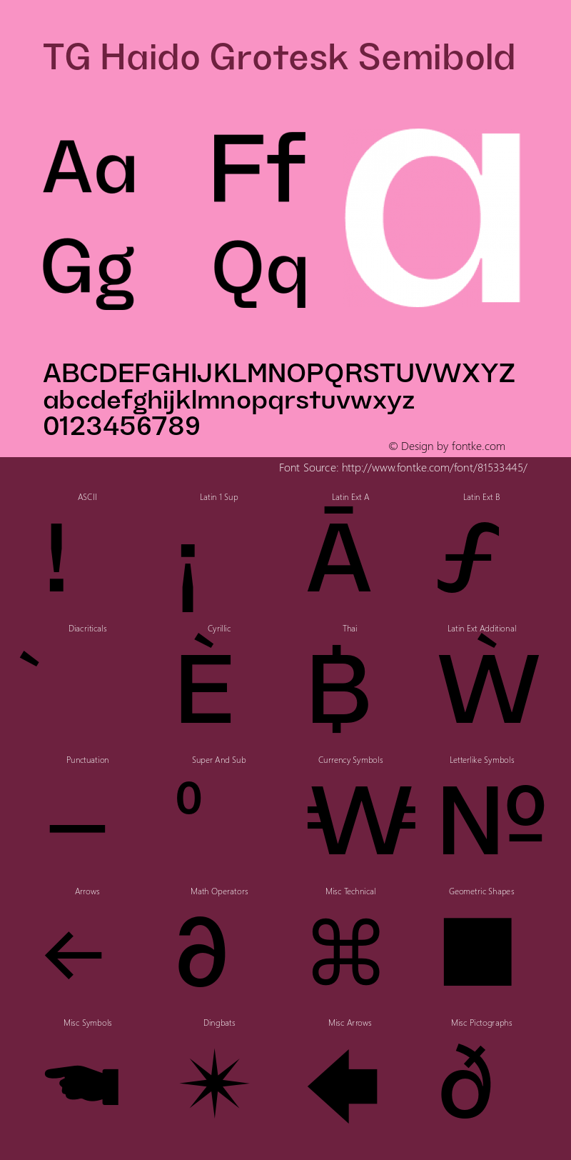 TGHaidoGrotesk-Semibold Version 1.000;hotconv 1.0.109;makeotfexe 2.5.65596 Font Sample