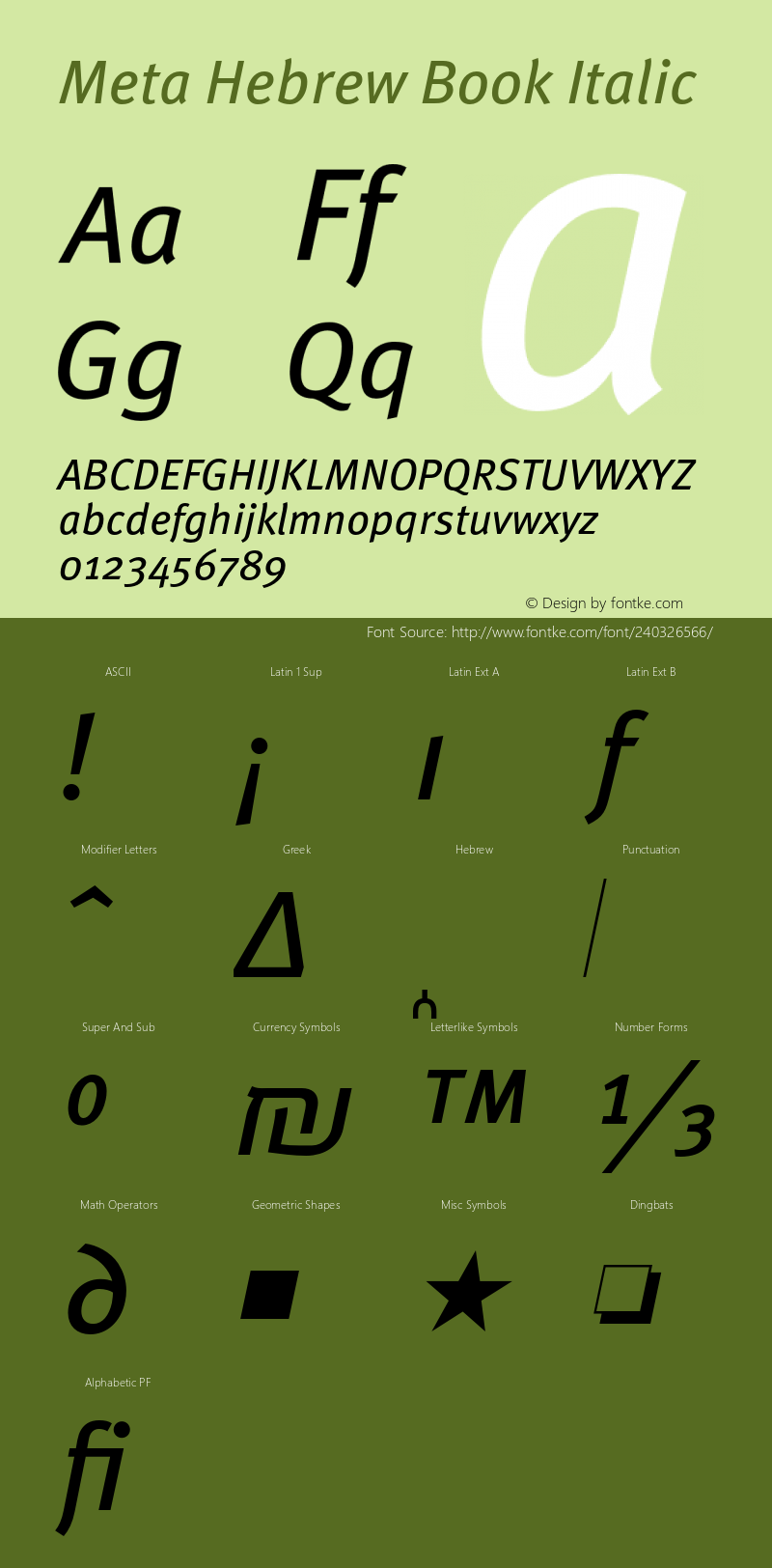 MetaHebrew-BookItalic Version 7.504; 2010; Build 1001图片样张